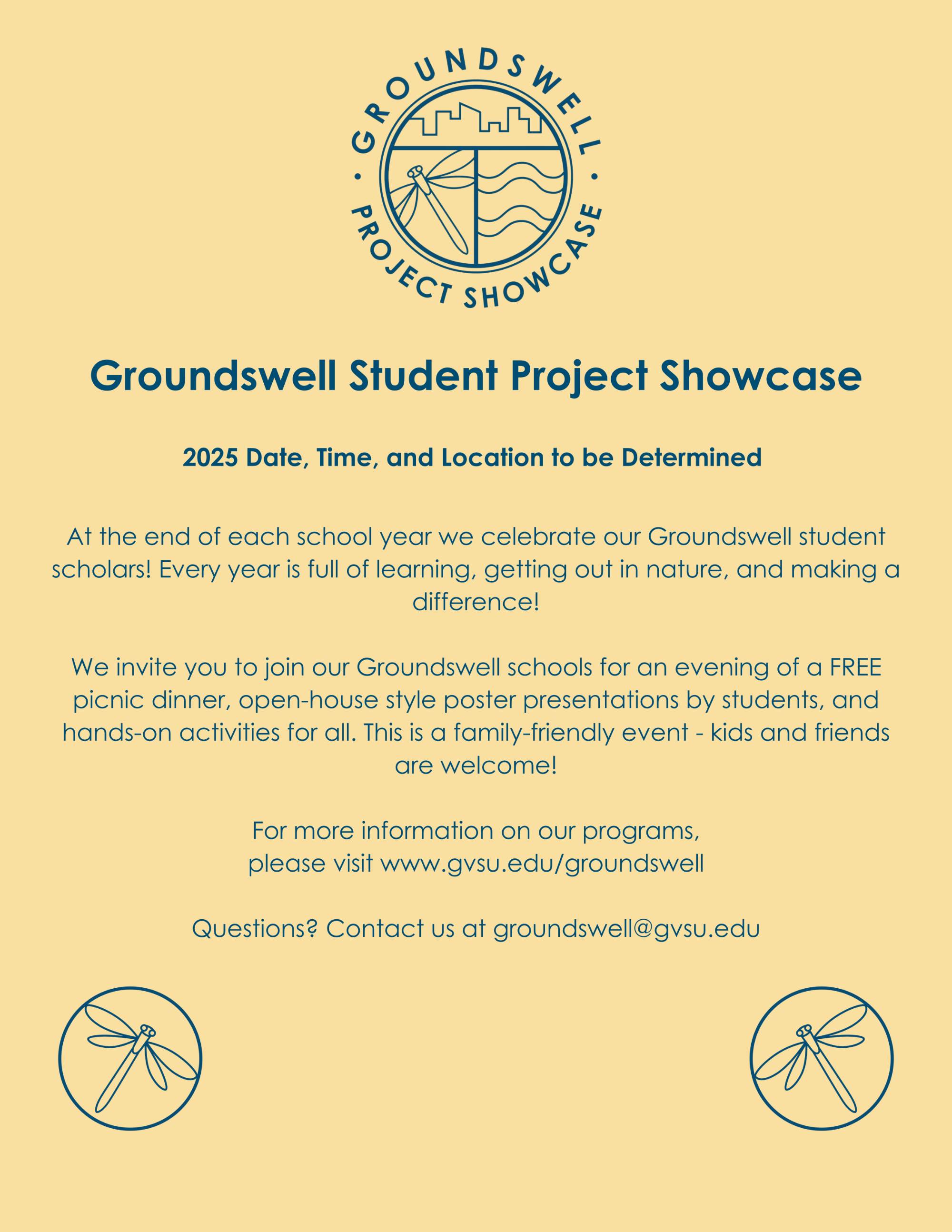Yellow Flyer with general information on for showcase event
